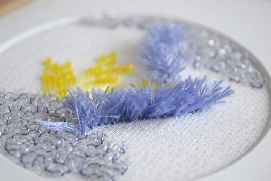 Cadre brodé Faune III - bleu