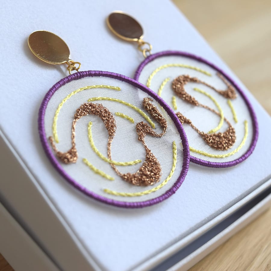 Boucles d'oreilles - Flow violet/jaune